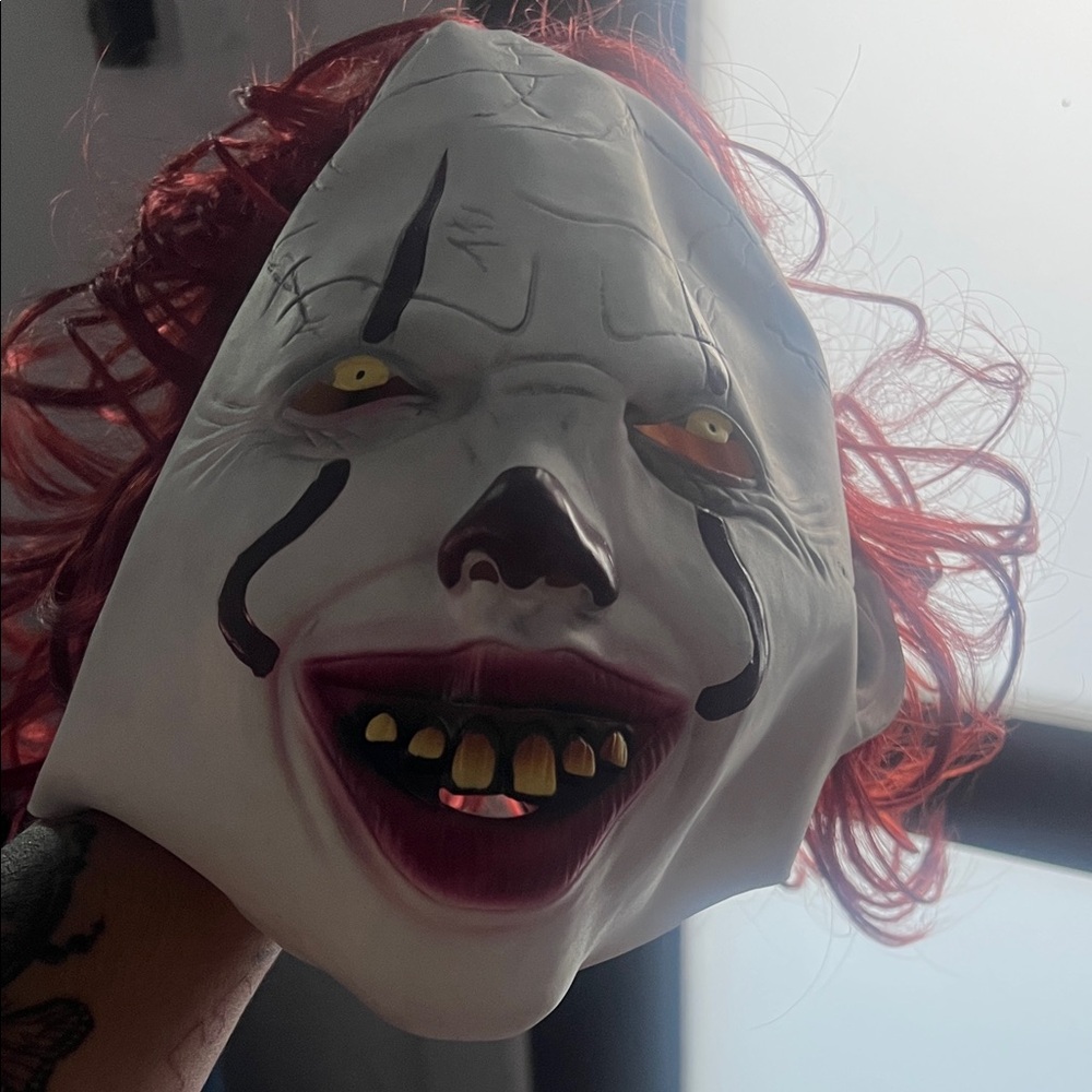 Penny wise Creepy Clown Mask with Red Hair